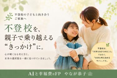 不登校の子どもへの声かけに悩む親御さん向けの記事イメージ。親子で未来を考える様子