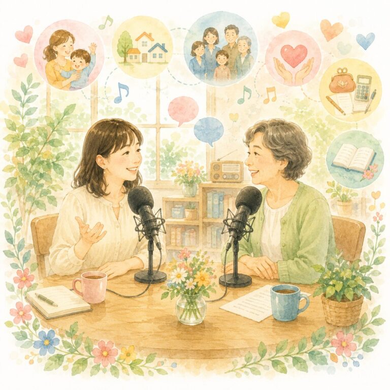 ラジオで暮らし・家族・お金についてゲストと対談する様子